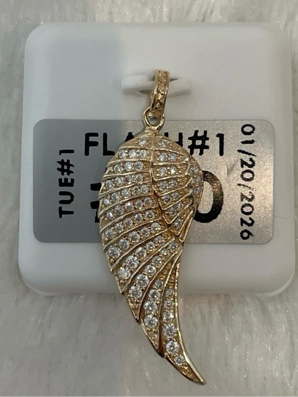 "14K Gold Plated 1.50ctw Angel Wing Moissanite Pendant